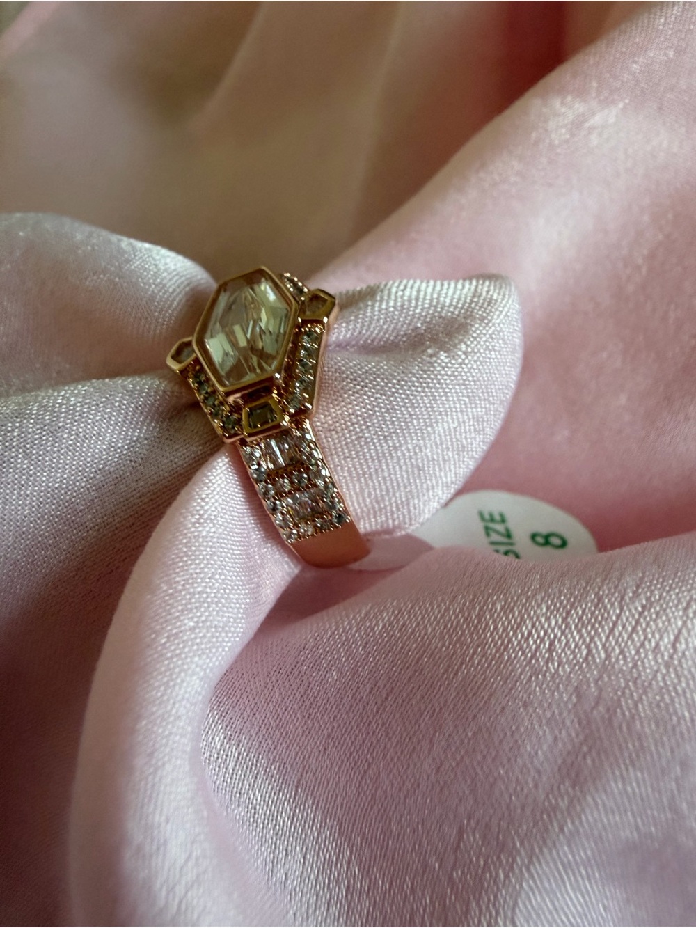 Gold-Tone Pavé Hexagon Crystal Ring - Gold